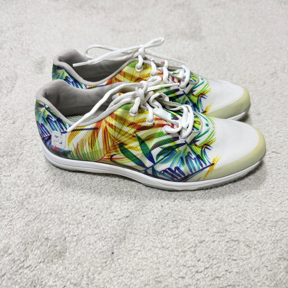 FootJoy Womens 8 Golf Shoes Tropical Palm Leaf Spikeless Sneakers